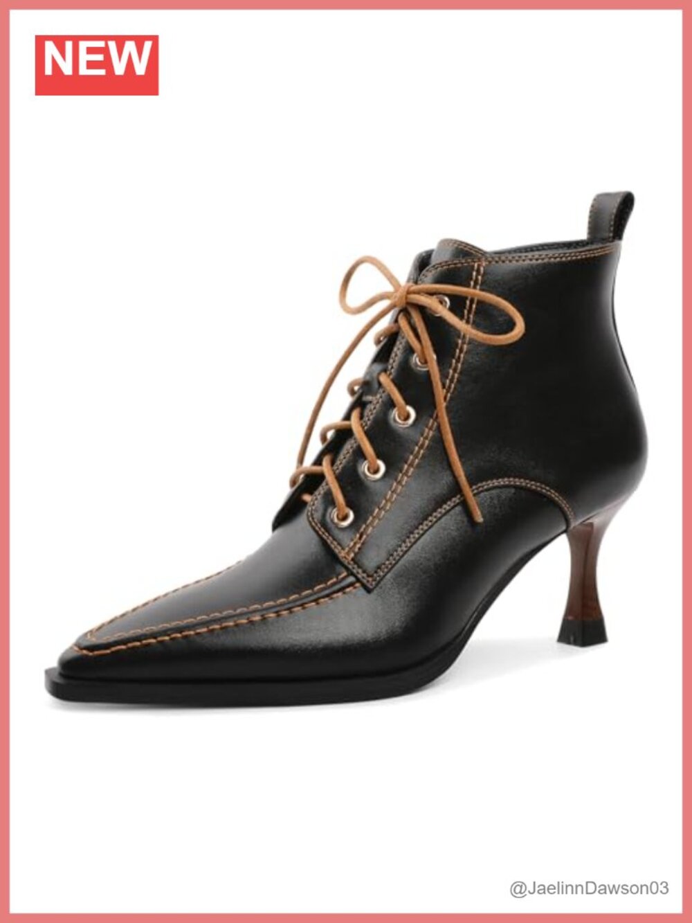 Women's Stiletto High Heel Lace Up Square Toe Ankle Booties